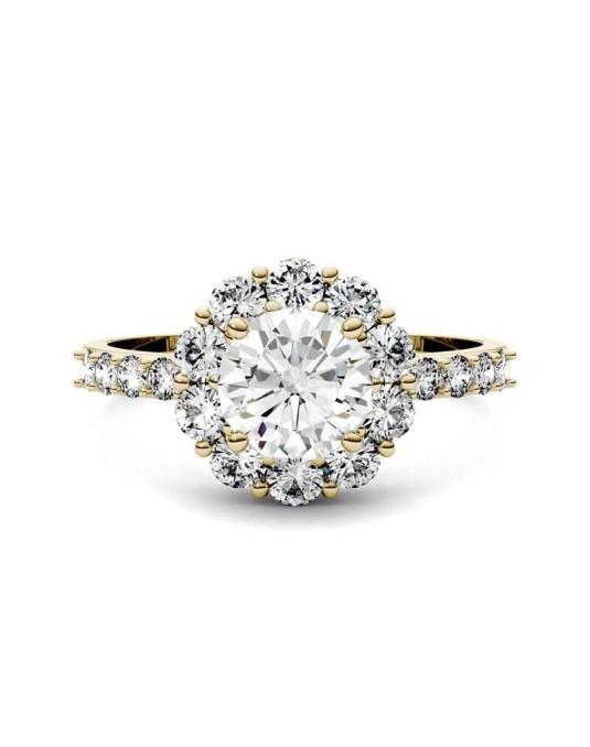 Anello Stile Halo con Diamanti