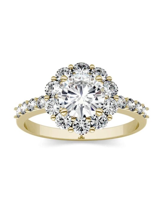 Anello Stile Halo con Diamanti