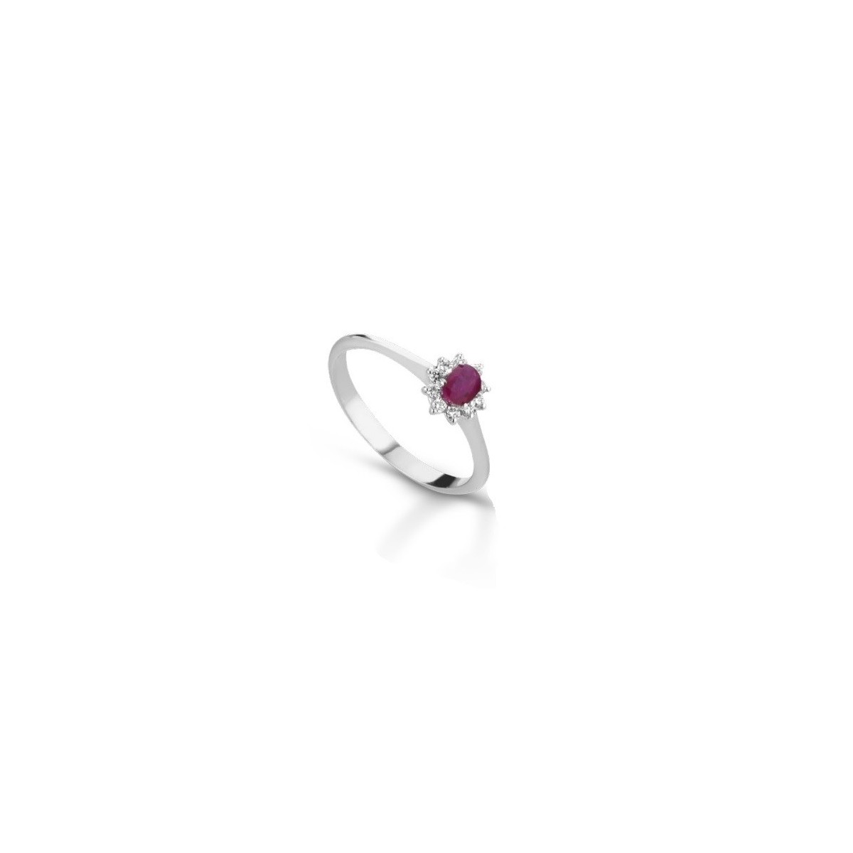 Anello Rubino Ovale in Oro Bianco