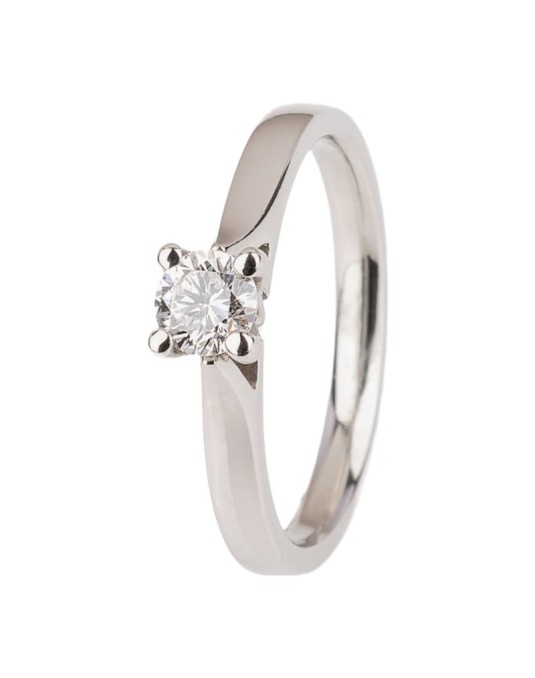 Anello Oro Bianco Solitario Diamante