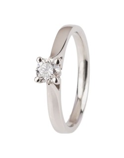 Anello Oro Bianco Solitario Diamante Lato A