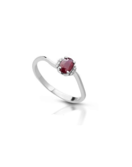 Anello Rubino Rosso in Oro Bianco