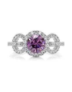 Anello Halo Zaffiro Rosa in Oro Bianco