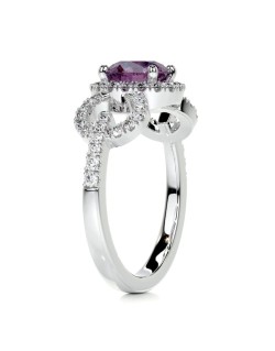 Anello Halo Zaffiro Rosa Laterale