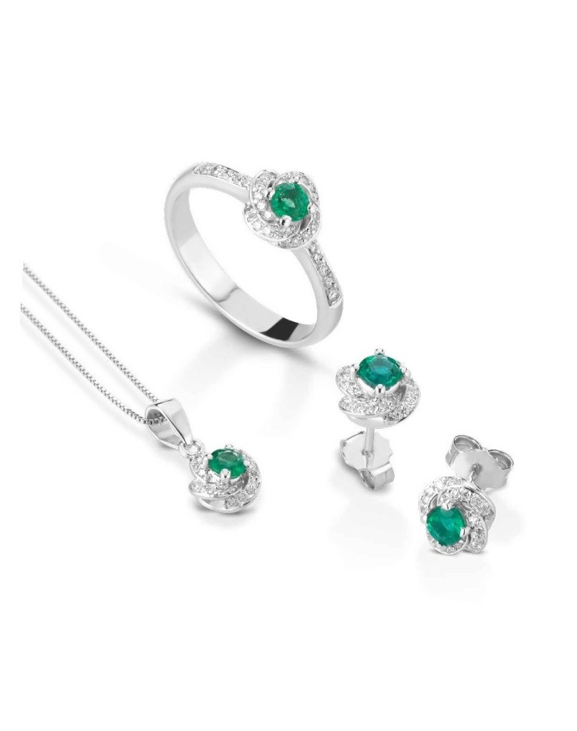 Parure Rosa con Smeraldo e Diamanti