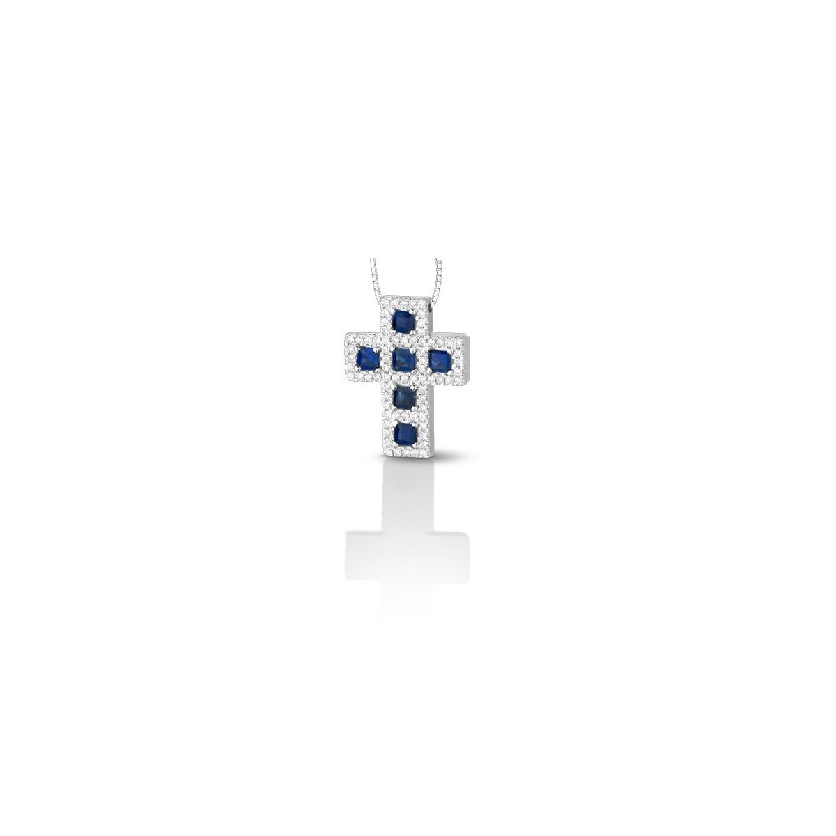 Croce Zaffiri Princess in Oro Bianco