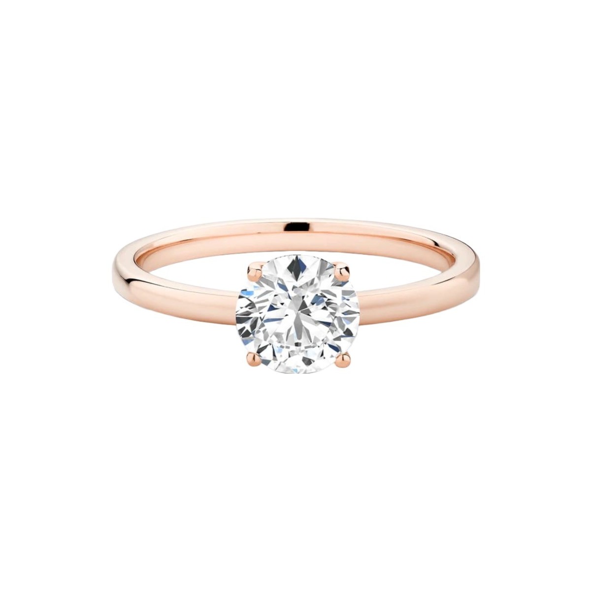 Anello Oro Rosa Modello Solitario Con Diamante