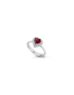 Anello Rubino Cuore in Oro Bianco