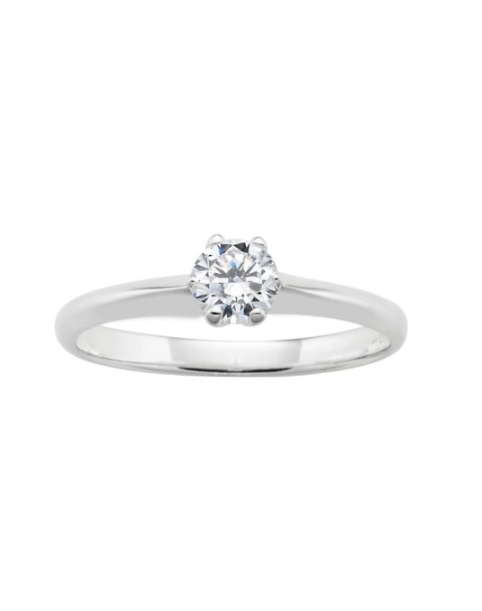 Anello Oro Bianco Modello Solitario Con Diamante