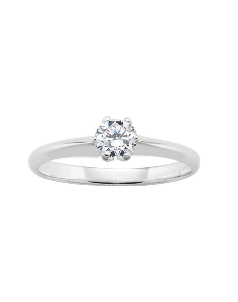 Anello Oro Bianco Modello Solitario Con Diamante