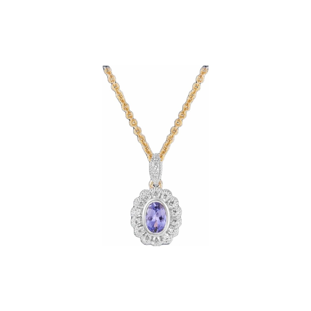 Ciondolo Tanzanite in Oro Bicolore