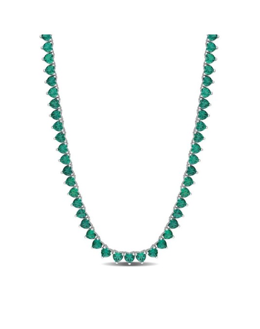 Collana Con Smeraldi Cuore in Oro Bianco