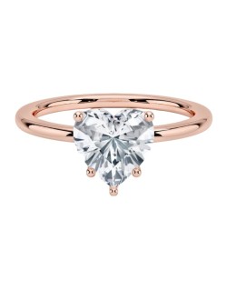 Solitario Con Diamante Taglio Cuore in Oro Rosa