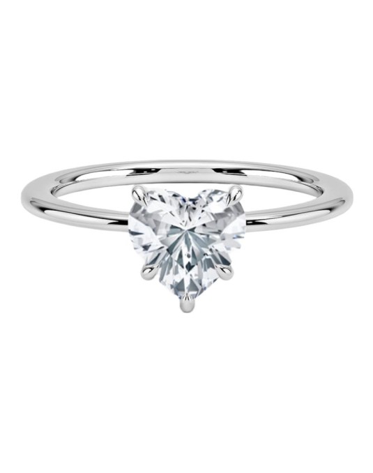 Solitario Diamante Taglio Cuore in oro bianco 18k
