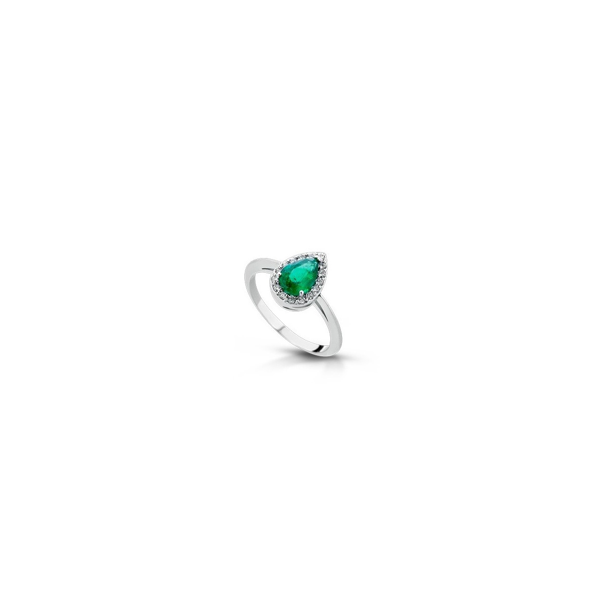 Anello Smeraldo Pear in Oro Bianco