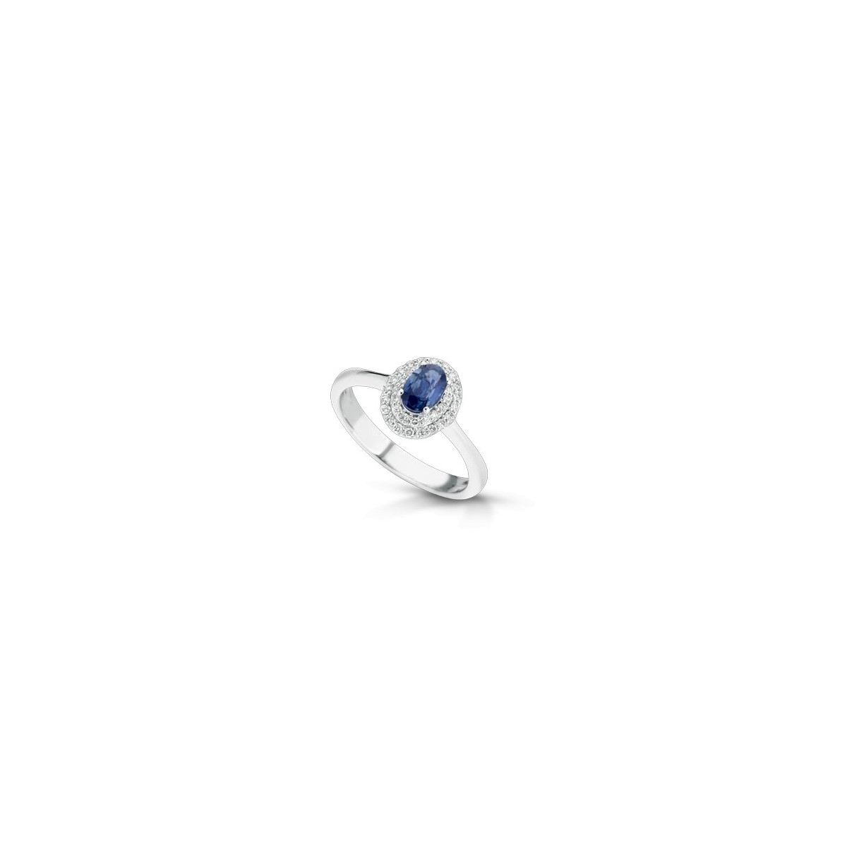 ANELLO FANTASIA IN ORO BIANCO 18 K CON ZAFFIRO E DIAMANTI NATURALI