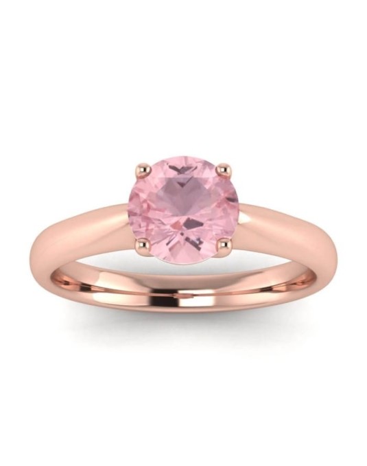 Anello Solitario Quarzo Rosa in Oro Rosa