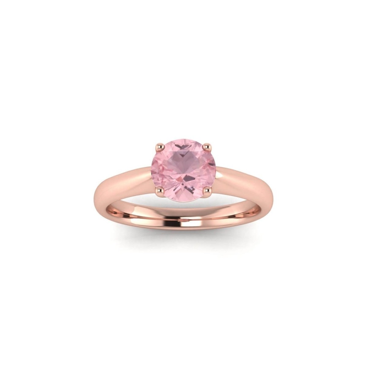 Anello Solitario Quarzo Rosa in Oro Rosa