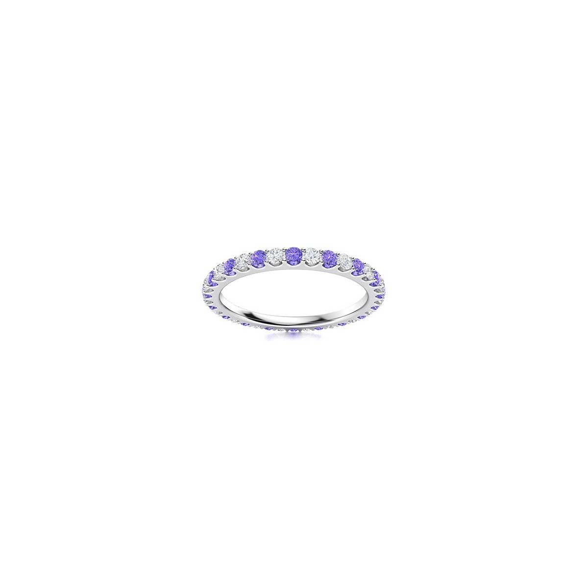 Anello Eternity Tanzanite in Oro Bianco