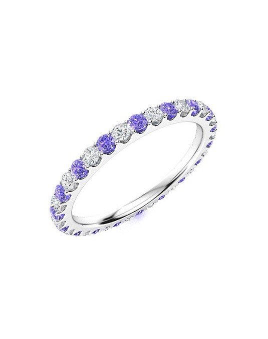 Anello Eternity Tanzanite in Oro Bianco