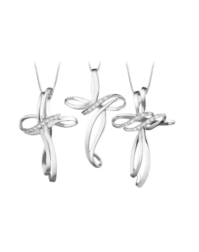 Trio Croci Donna in Oro Bianco