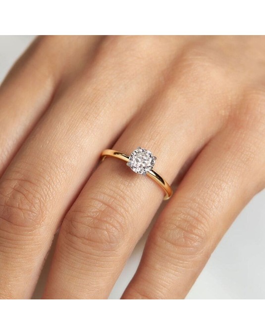 Anello Fidanzamento Oro Bicolore e Diamante Naturale