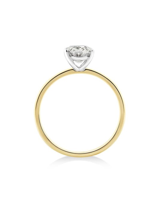 Anello Matrimonio Diamante Ovale in Oro Bicolore