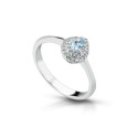 ANELLO FANTASIA IN ORO BIANCO 18 K CON ACQUA MARINA E DIAMANTI NATURALI