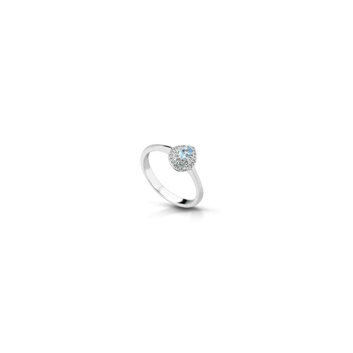 ANELLO FANTASIA IN ORO BIANCO 18 K CON ACQUA MARINA E DIAMANTI NATURALI