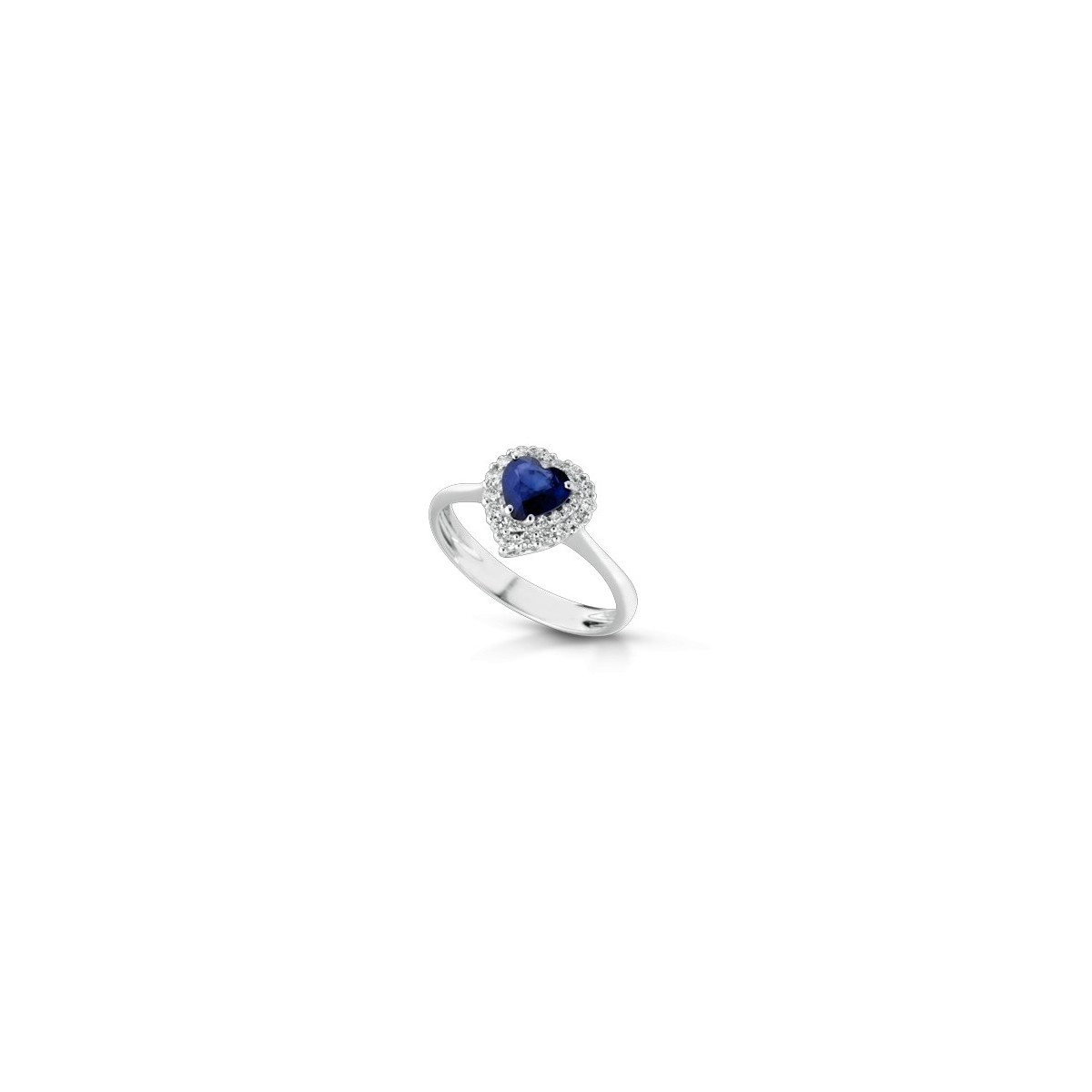 ANELLO FANTASIA IN ORO BIANCO 18 K CON ZAFFIRO E DIAMANTI NATURALI