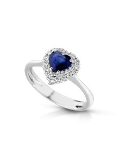 ANELLO FANTASIA IN ORO BIANCO 18 K CON ZAFFIRO E DIAMANTI NATURALI