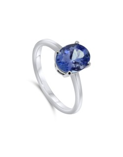 Solitario Tanzanite Ovale in Oro Bianco
