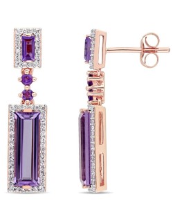 Orecchini Pendenti Ametista in Oro Rosa