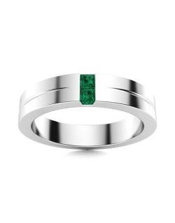 Anello Uomo Con Smeraldi in Oro Bianco