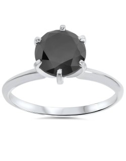 Anello Solitario Diamante Nero in Oro Bianco