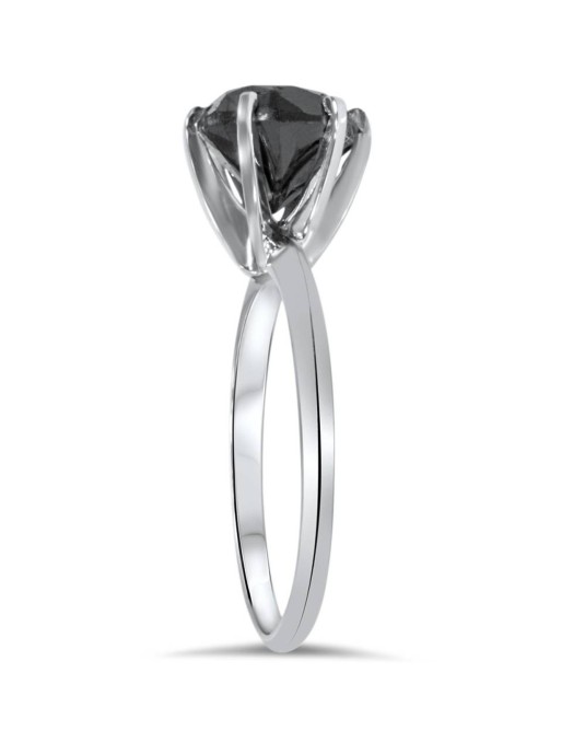 Anello Solitario Diamante Nero in Oro Bianco