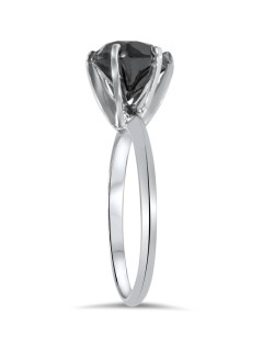 Anello Solitario Diamante Nero Lato A