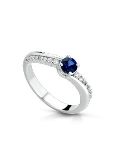 ANELLO FANTASIA IN ORO BIANCO 18 K CON ZAFFIRO E DIAMANTI NATURALI