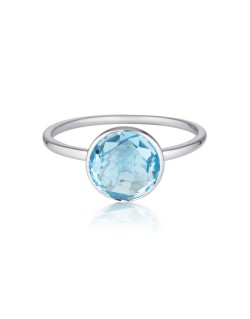 Anello Solitario Topazio in Oro Bianco