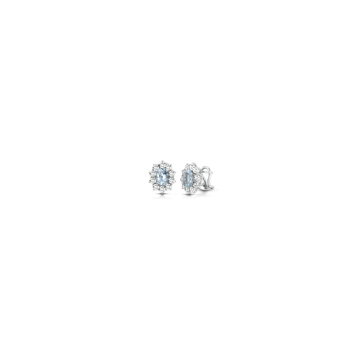 ORECCHINI FANTASIA IN ORO BIANCO 18 K CON ACQUAMARINA E DIAMANTI NATURALI E VVS