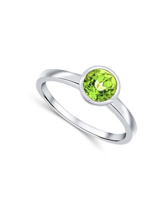 Anello Solitario Peridoto in Oro Bianco