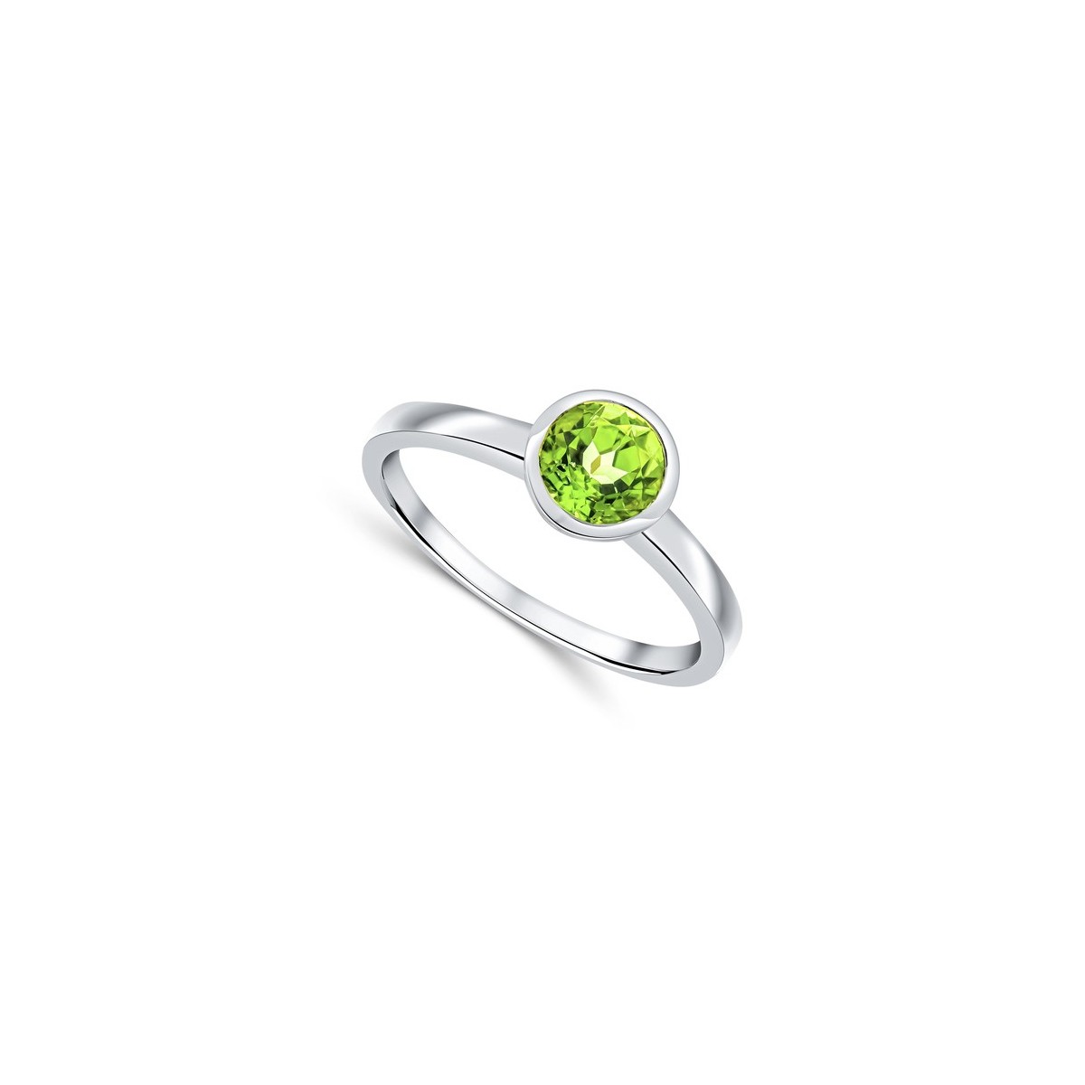 Anello Solitario Peridoto in Oro Bianco