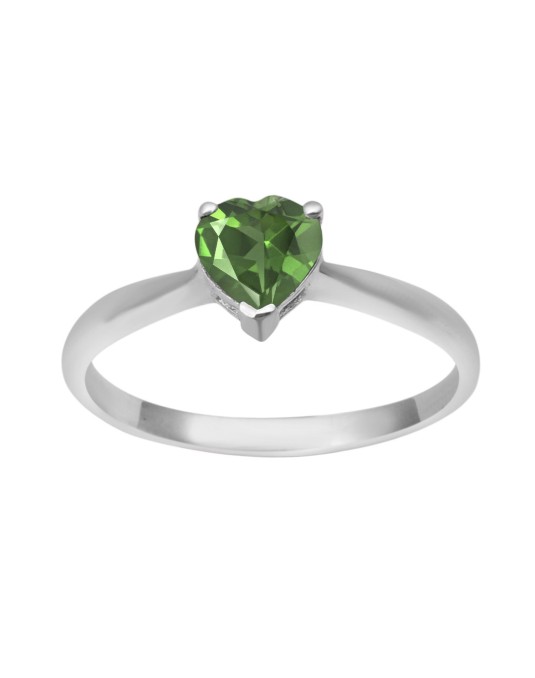 Anello Peridoto Cuore in Oro Bianco