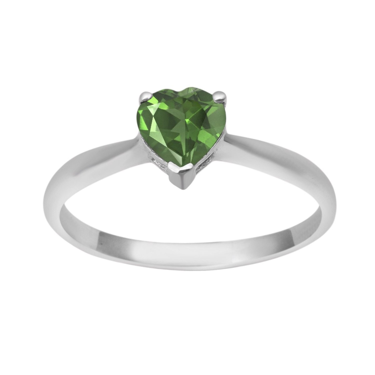Anello Peridoto Cuore in Oro Bianco