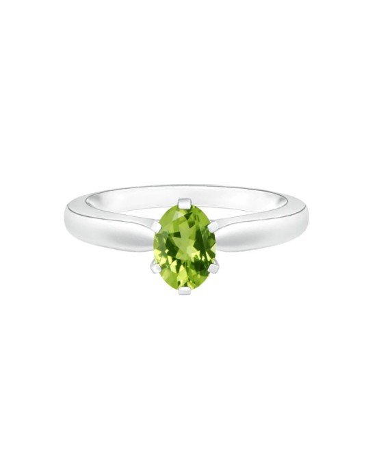 Anello Peridoto Ovale in Oro Bianco