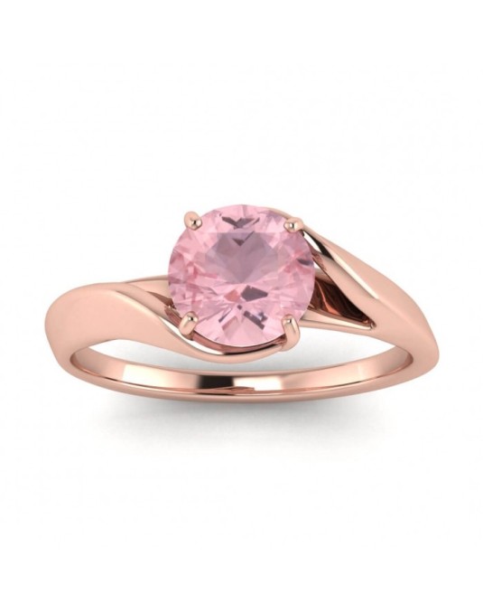 Anello Contrarie Quarzo Rosa in Oro Rosa