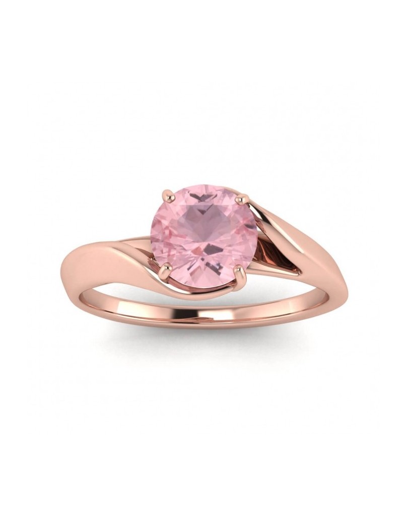 Anello Contrarie Quarzo Rosa in Oro Rosa