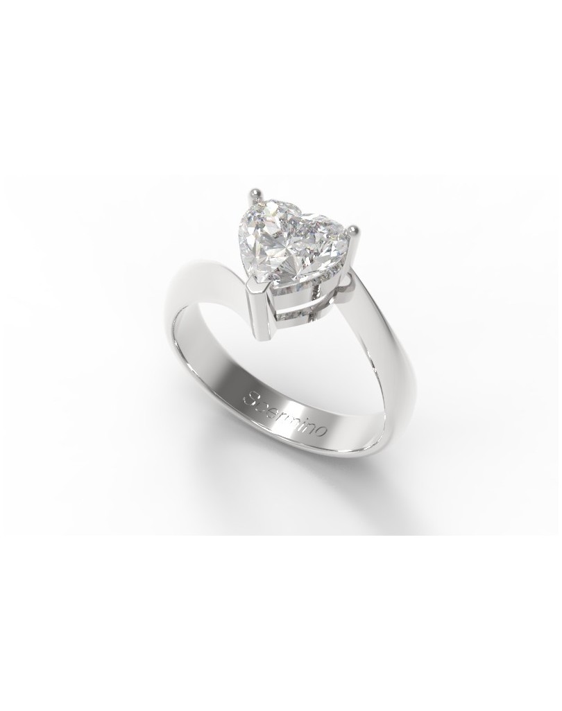 Anello Solitario Diamante Taglio Cuore