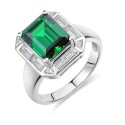 Anello Smeraldo Taglio Emerald in Oro Bianco
