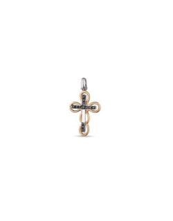 Croce Uomo Oro Bicolore Diamanti Neri